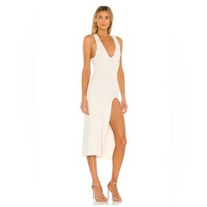 Revolve Michael Costello Ivory Ribbed Dress